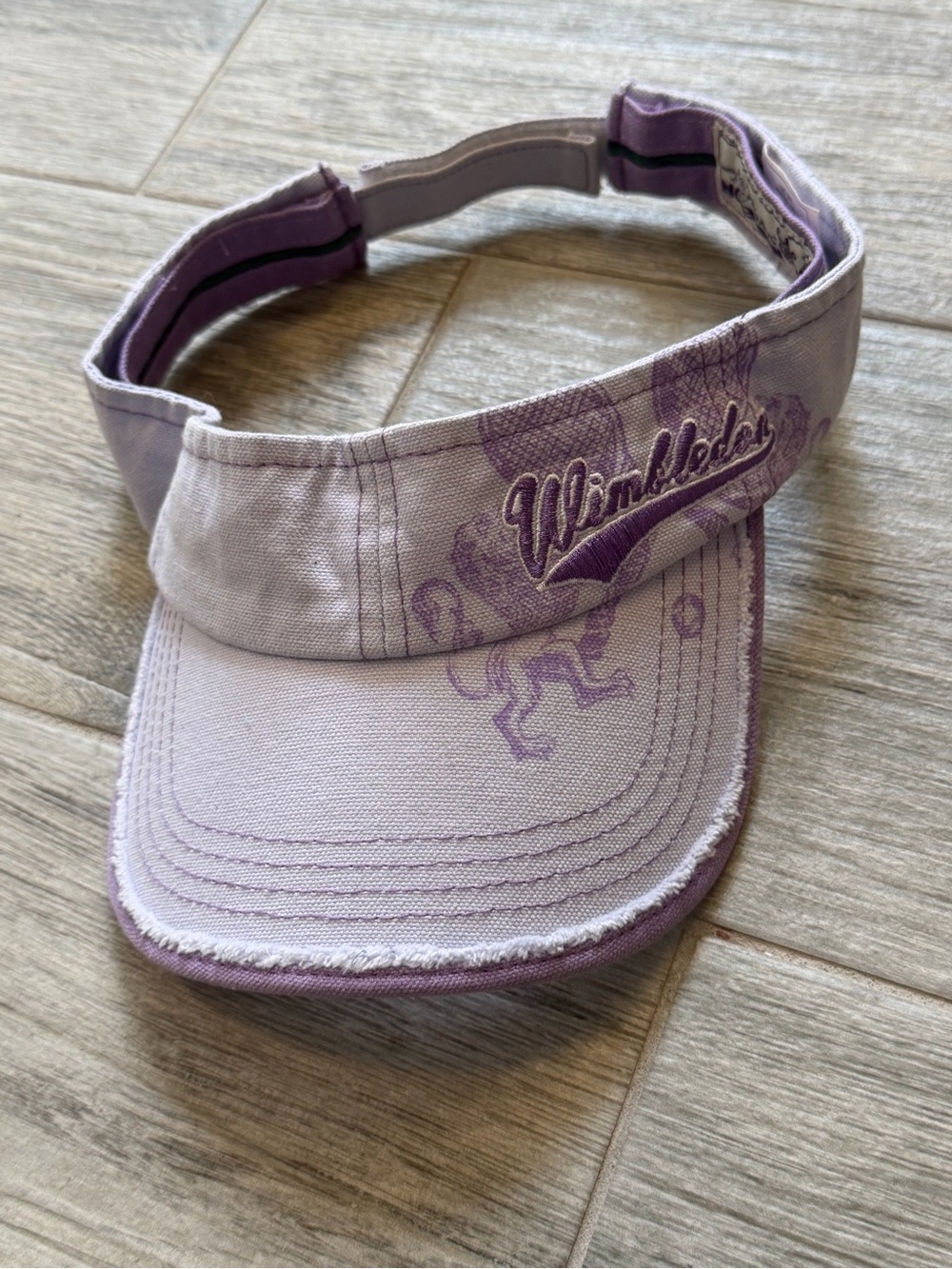 Wimbledon Women's Lavender  Sun Visor Distressed Frayed Brim Sproty Tennis